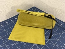 New Authentic Gucci Sunglasses Eyeglasses Case Gold Velvet Clamshell W/ Gold Bag