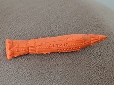 Vintage Diener Rubber AltAir Spaceship Plane Orange Eraser 3" High Retro Rocket