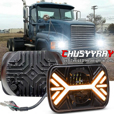 Pair 7X6 5X7''LED Headlights Hi/Lo Beam For Mack CH CH600 MS300P CS200P Truck