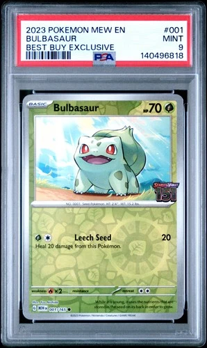 2023 POKEMON MEW EN-151 BEST BUY EXCLUSIVE #001 BULBASAUR PSA 9