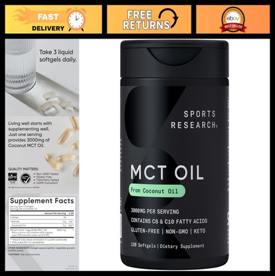 Coconut MCT Oil 3000mg Softgels - C8 & C10 Medium Chain Fatty Acids, Keto, Paleo