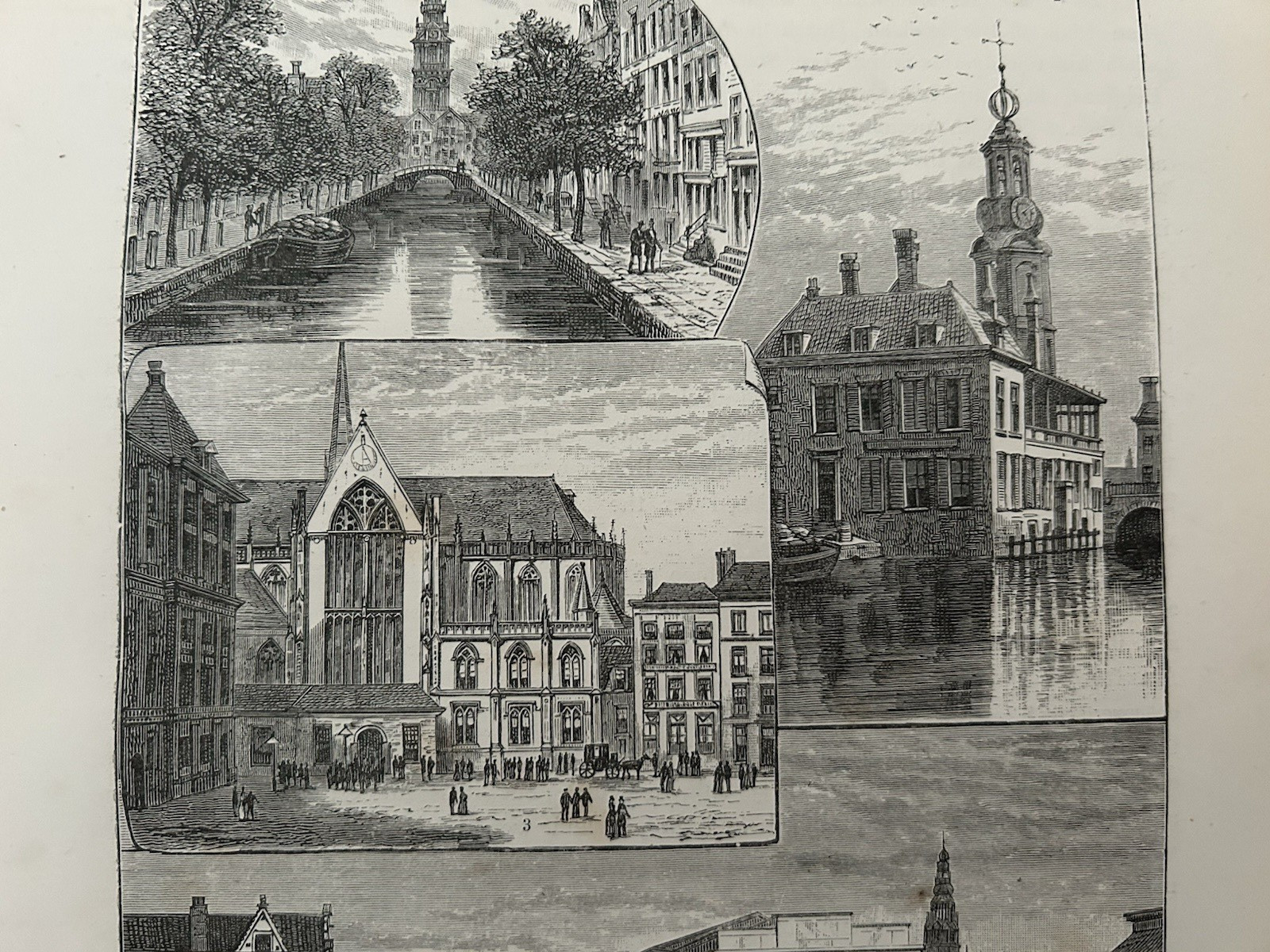 Antique Print 1880 Amsterdam Mint Tower Dam Square Dutch Architecture Engraving