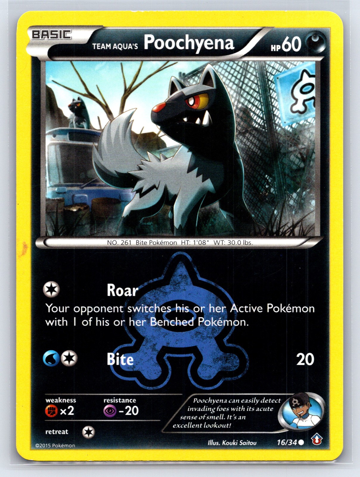 Team Aqua's Poochyena Common Double Crisis 16/34 NM