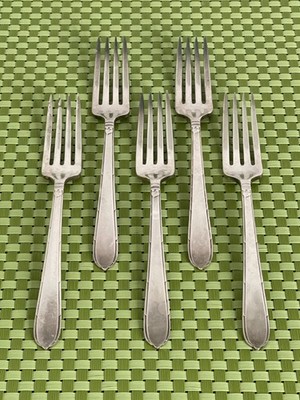 Oneida Community BERKLEY SQUARE Silverplate 5 Dinner Forks Flatware - 7 3/4''