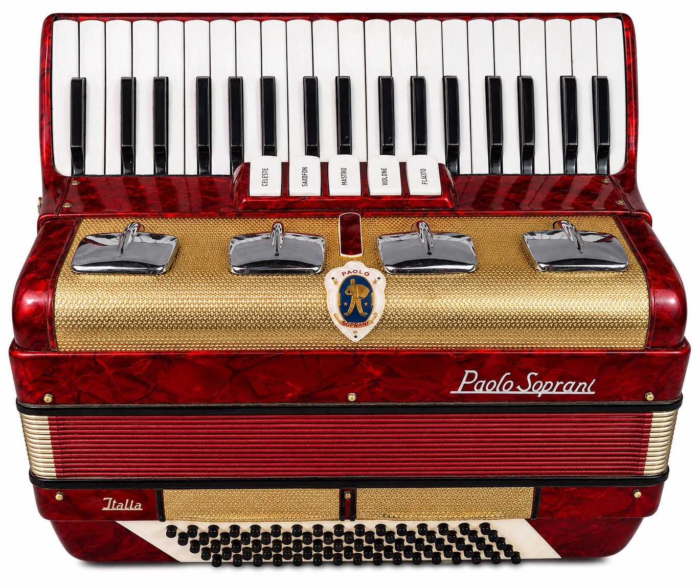 Paolo Soprani Italia 37 Tasti 80 Bassi 5 Registri Vintage Accordion Rara Rossa