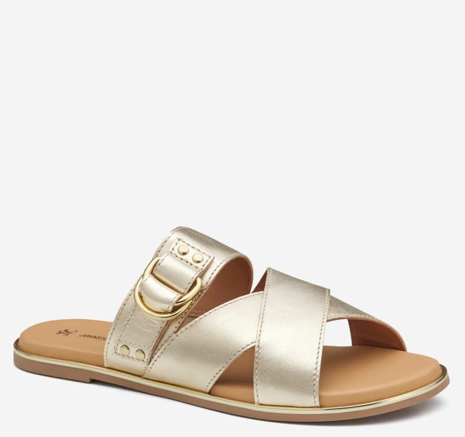 Shayla Gold Metallic Sheepskin Cross-Band Slide Size 8 with Free Shipping
