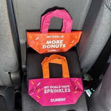 Dunkin Mini Tote Bag Pink Limited Edition Dunkin Donuts coffee promo SET OF 2