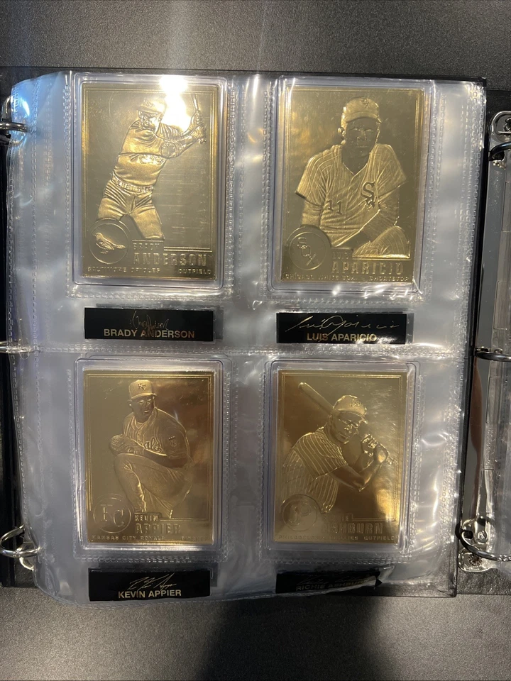 Полный набор из 50 золотых бейсбольных карточек 1996 Danbury Mint 22 карата с папкой HOF - Изображение 4 из 4