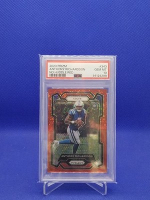 Anthony Richardson 2023 Panini Prizm NO HUDDLE RED DISCO /70 Rookie #343 PSA 10