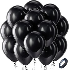 Black Balloons Latex Party Balloons - 100 Pack 12 inch