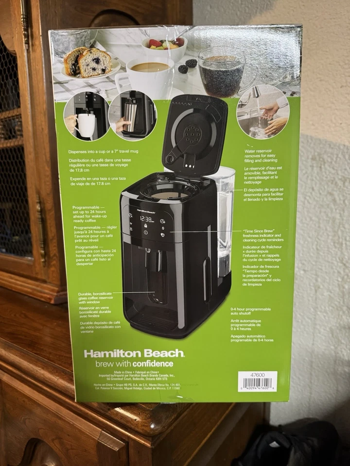 Hamilton Beach One Press Dispensing Coffee Maker Model 12 Cup Model 47600 - Image 2 of 4