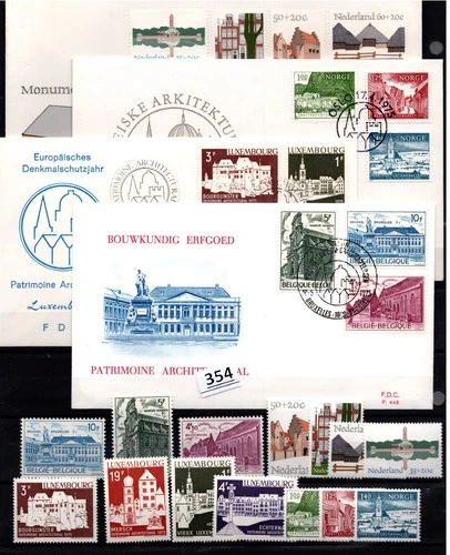 & LUXEMBOURG - NORWAY - NETHERLANDS - FDC + MNH - ARCHITECTURE - 1971
