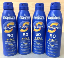 4 PK Coppertone Sport 4-In-1 Performance SPF 50 Spray, 5.5 oz Exp 05/2026