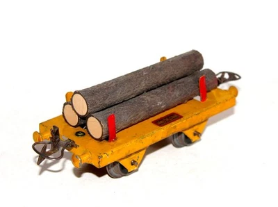HORNBY MECCANO O 1/48 WAGON PLAT PLATEFORME A RANCHER + CHARGEMENT RONDINS BOIS - Photo 1/4