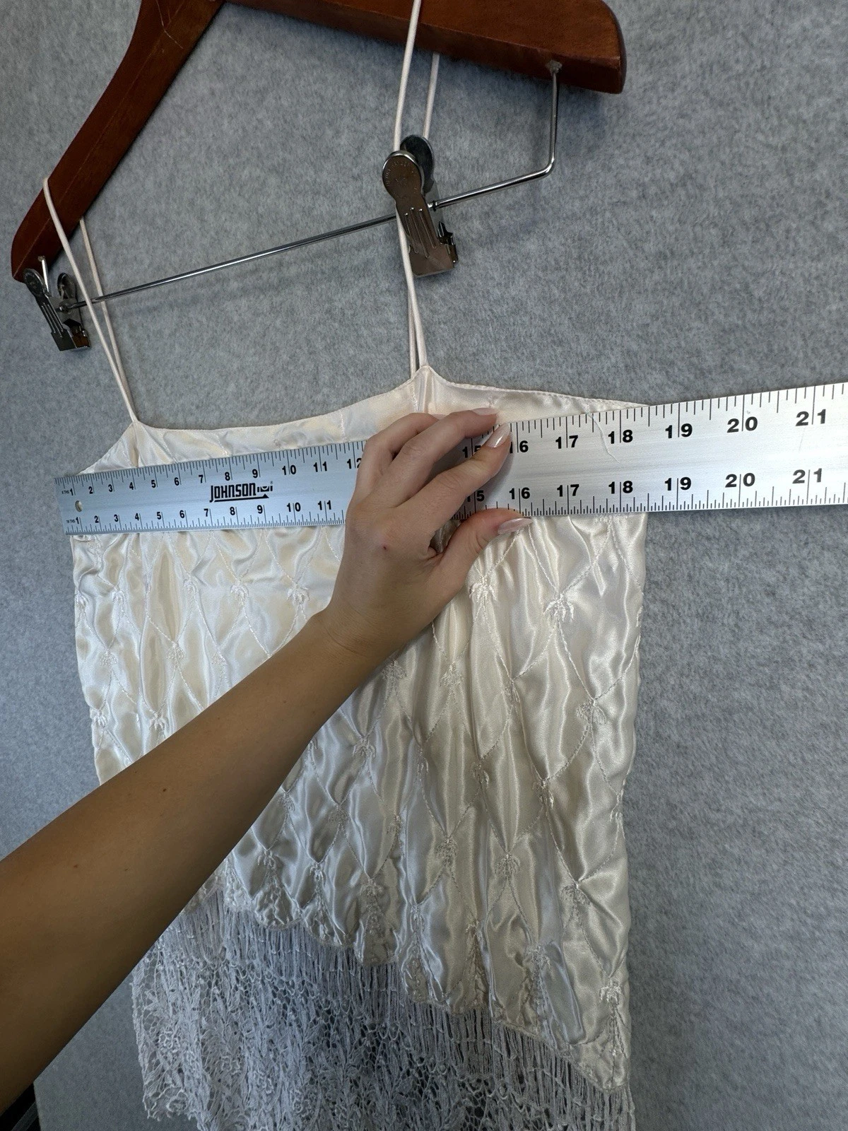 UNDERCOVER Abito slip vintage raro Victoria’s Secret avorio raso L flapper ragazza anni 90 lingerie