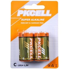 Pkcell LR14-2B 1.5V Alkaline C Size Battery Pack of 2