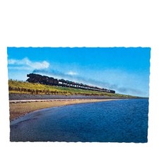 Postkarte AK Sylt Hindenburgdamm Autozug Eisenbahn Dampflok Ungelaufen