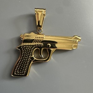 Authentic Pendant Gun Glock Hip Hop Street Wear 24” Box Chain Gold Plated