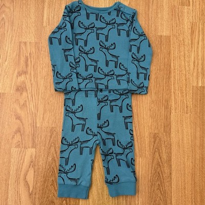 Tu blau Elchmuster 100 % Baumwolle Pyjama/Lounge Set 3-6 Monate