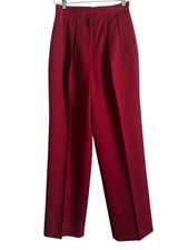 Carlisle Pleated Red Trouser Pant Women 6 Wool Retro Classic Career Office Work
