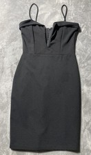 Charlotte Russe Black Bodycon Mini Little Black Plunge Dress M Spaghetti Straps