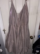 Fit and Flare BDarlin Homecoming Dress, Women  s 14W Pink sparkle