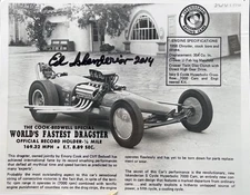 VRHTF NHRA VTG "SIGNED BY ED ISKENDERIAN COOK-BIDWELL TOP FUEL" 8" X 10" PHOTO