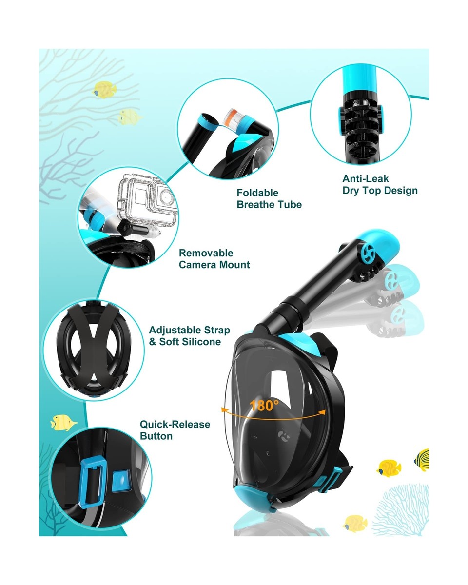 Snorkel Set Adult 2 Pack Viginsul Mask Fins Snorkeling Gear For Adults ...