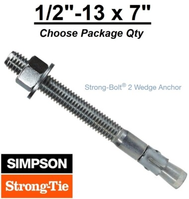 #ad 1 2quot; 13 x7quot; Simpson Strong Bolt 2 II Concrete Wedge Anchor STB2 50700 $162.06