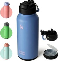 Edelstahl Trinkflasche 1L Sport Strohhalm Auslaufsicher Isolierflasche Fitness