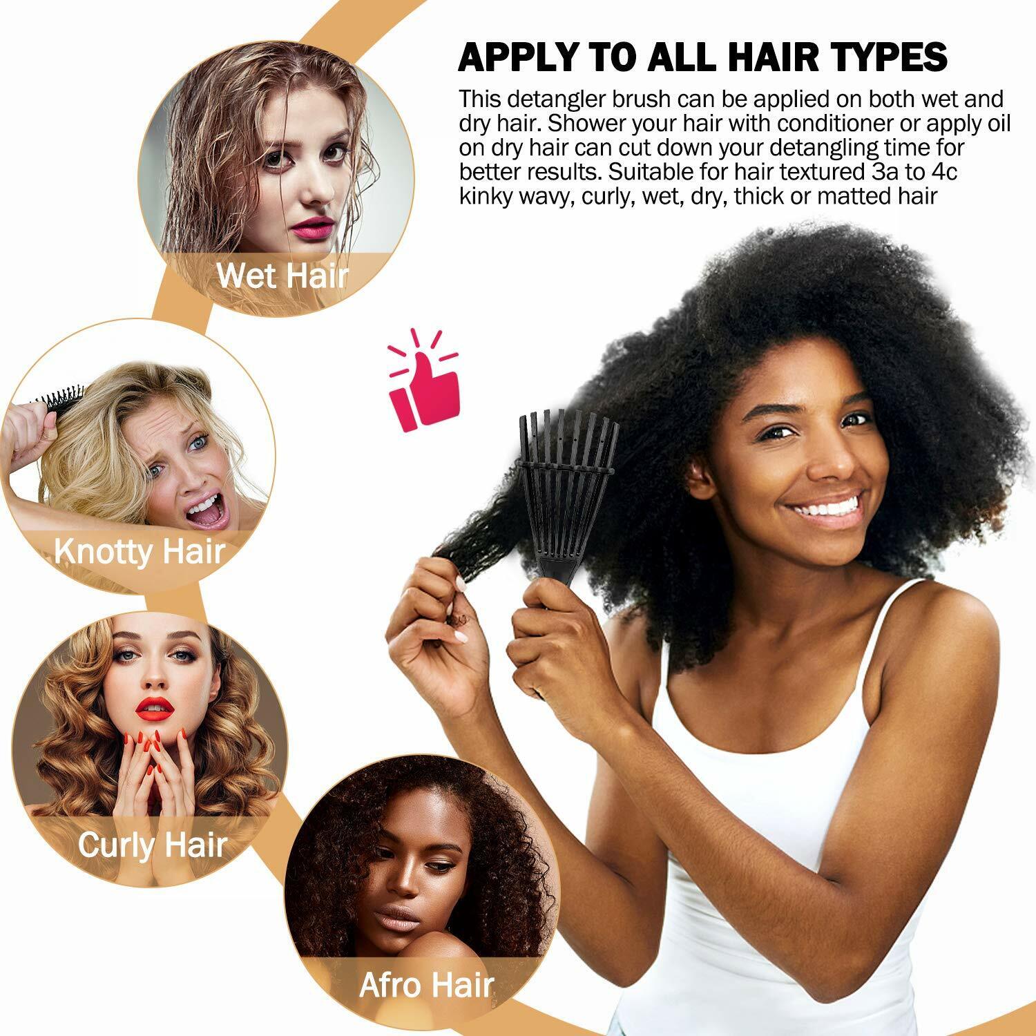 Detangling Brush for Textured 3a to 4c Hair Detangler for Beautiful Shiny  Curls | eBay