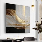 Leinwand Bild XXL Abstrakt Grau Gold Schwarz Wandbilder für Wohnzimmer Büro 8216
