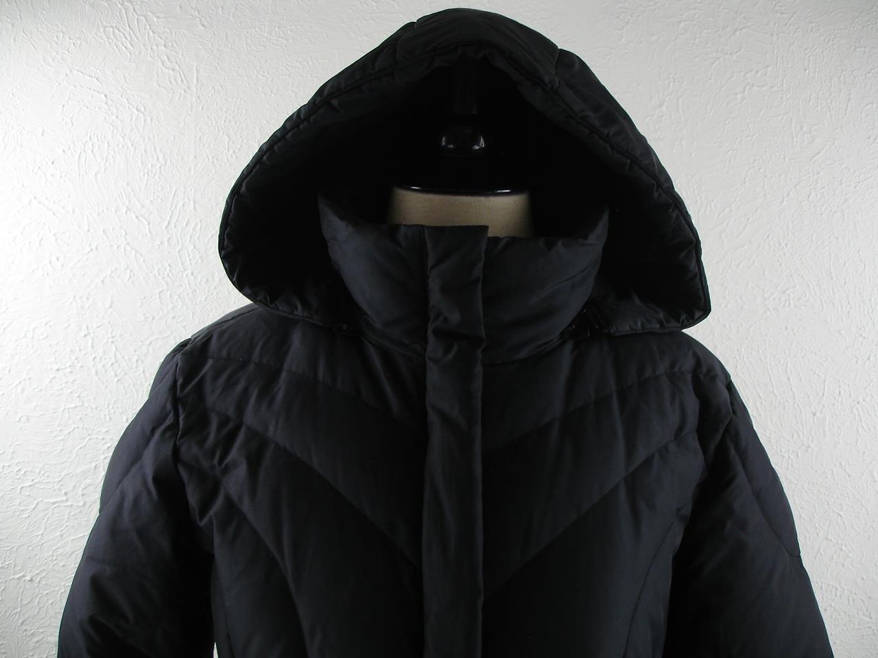 Women's M Calvin Klein Black Puffer Quilted Jacket Coat Parka Removable Hood Zip image 3