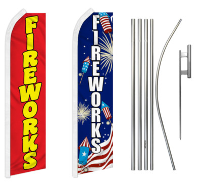 Fireworks Swooper Feather Flutter Flag & Pole Kit Fireworks Sold Here July 4th