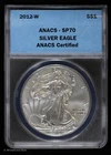 2012 W $1 Burnished American Silver Eagle ANACS SP 70 | UNC BU