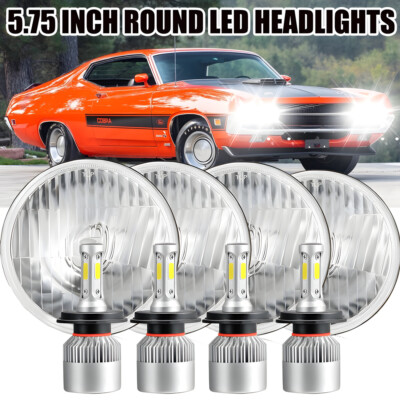 4pcs 5.75'' 5-3/4 inch LED Headlights Hi/Lo Beam+H4 For Ford Thunderbird Torino