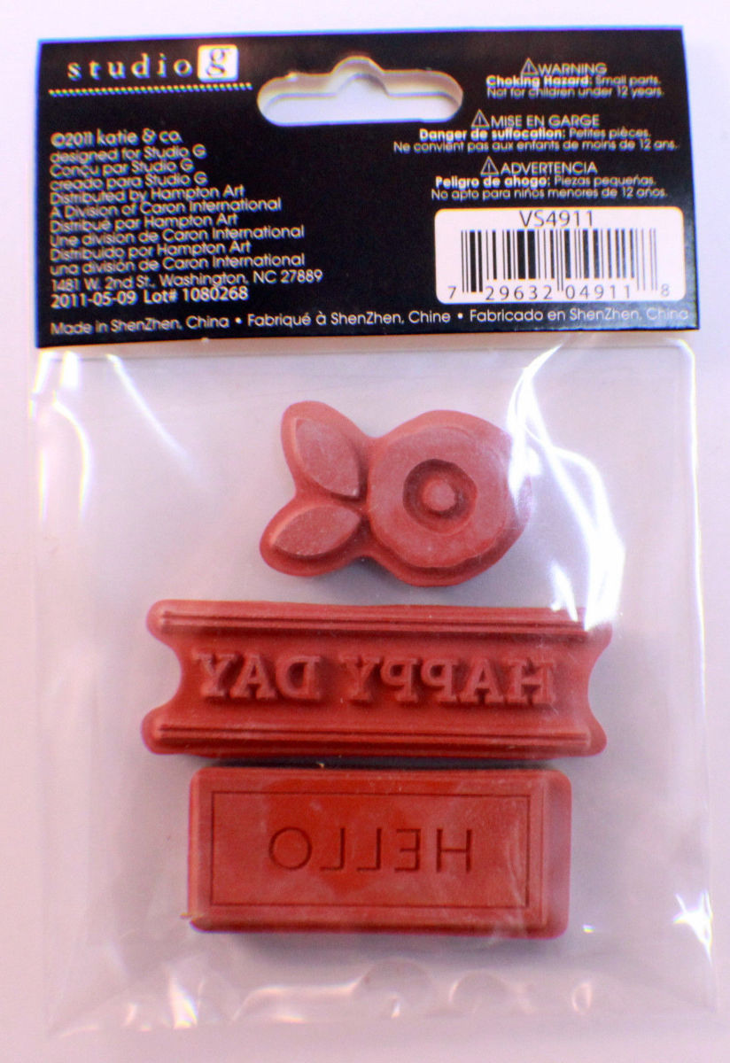 ♡HAPPY STUDIO G HAPPY DAY HELLO FLOWER CLING CLEAR RUBBER STAMP