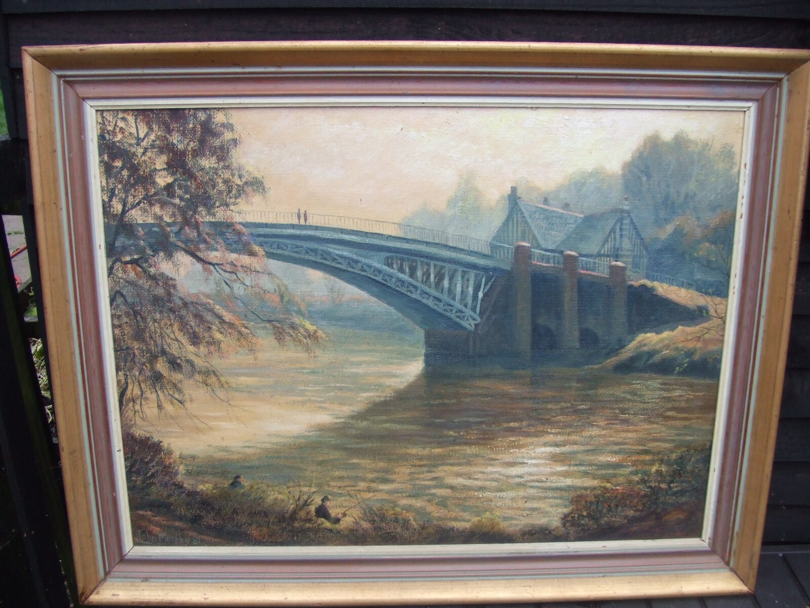 Large Oil Painting Holt Fleet Bridge, Signed. eBay