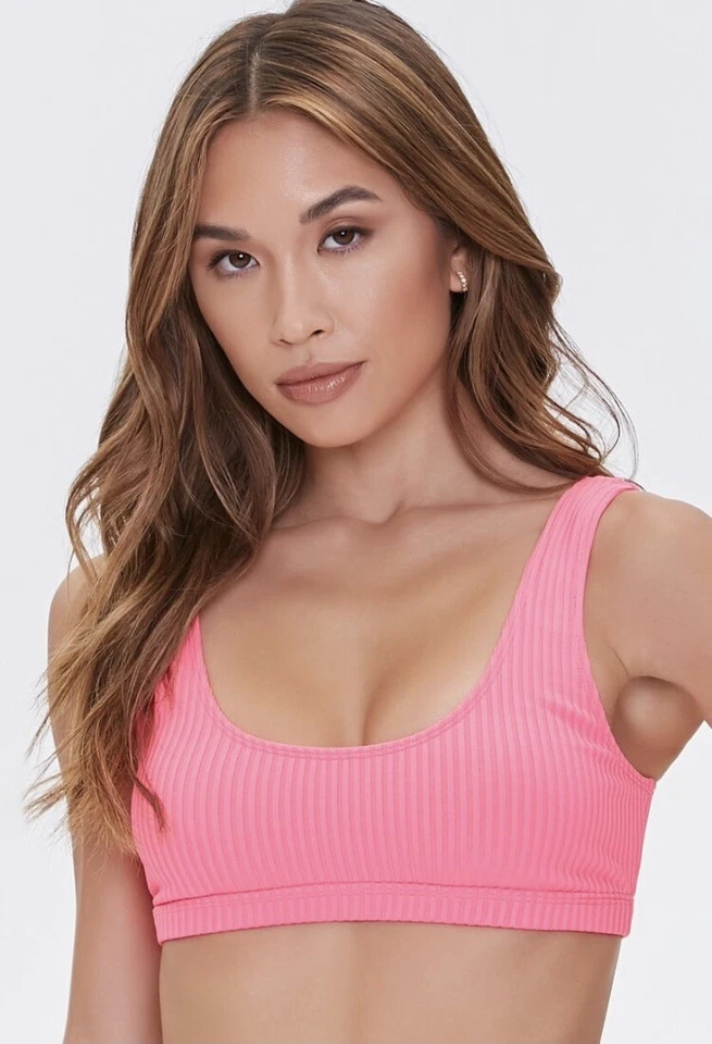 Forever 21 2 piezas Bikini Traje de baño L Rosa Caliente Bralette Top Pierna Alta Parte inferior descarada Nuevo con etiquetas Foto 2 de 4