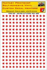 RC VINYL DECALS TRANSFERS 208 STARS PRE CUT FPRC500 RED GLOSS 8mm VINYL STICKERS