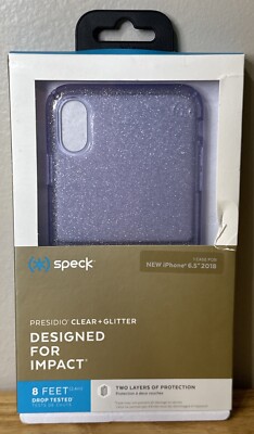 Speck Case for Apple iPhone XS Max, Presidio Clear + Glitter - Purple