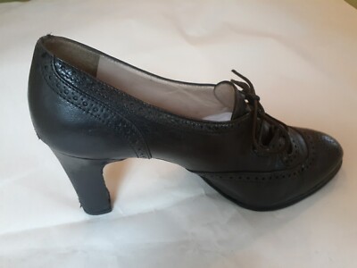 Vintage CHANEL Black Leather Lace Up Heel, Size 35.5 | eBay