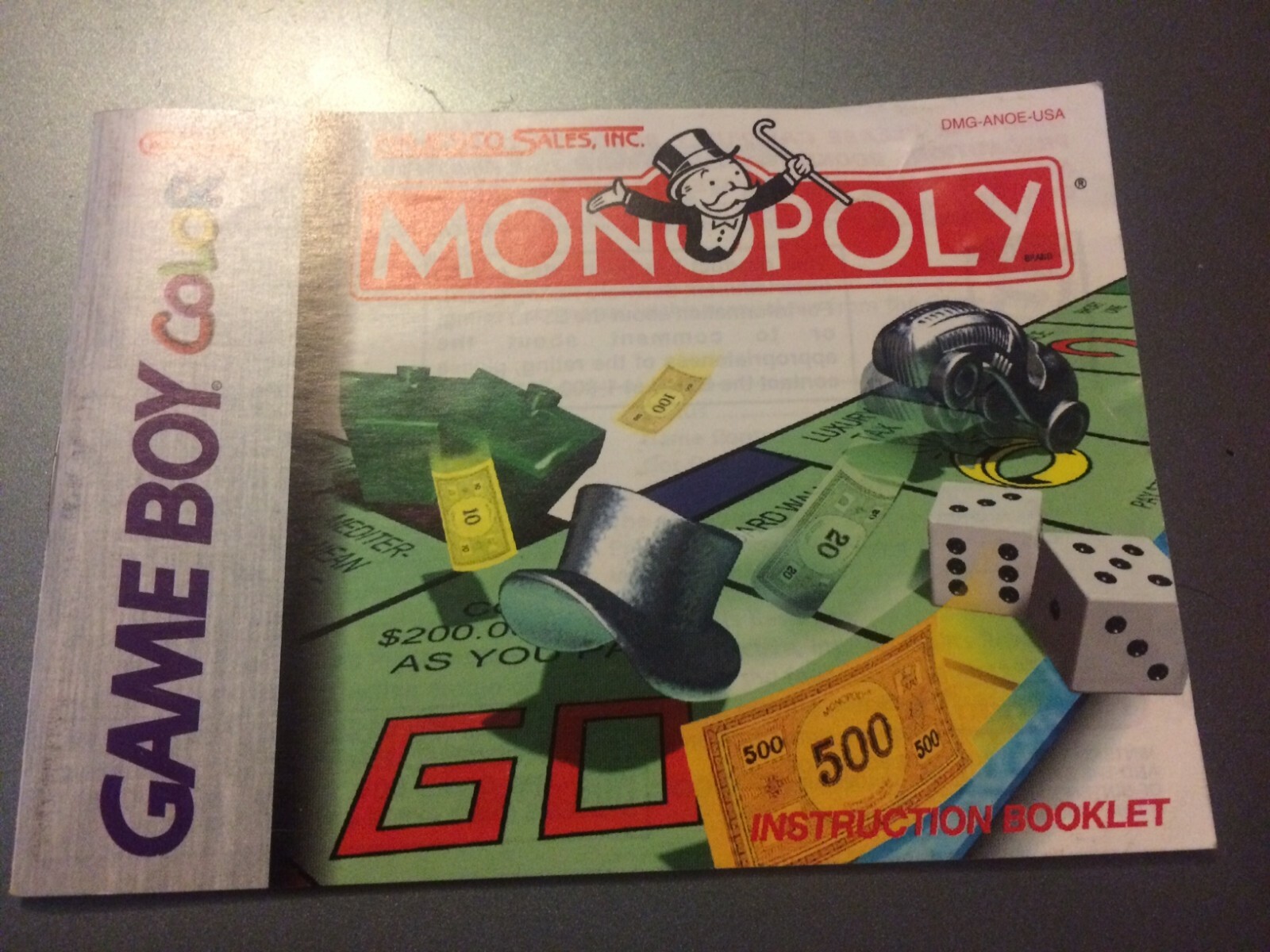 Monopoly Manual Nintendo Gameboy Color GBC Game Boy Original