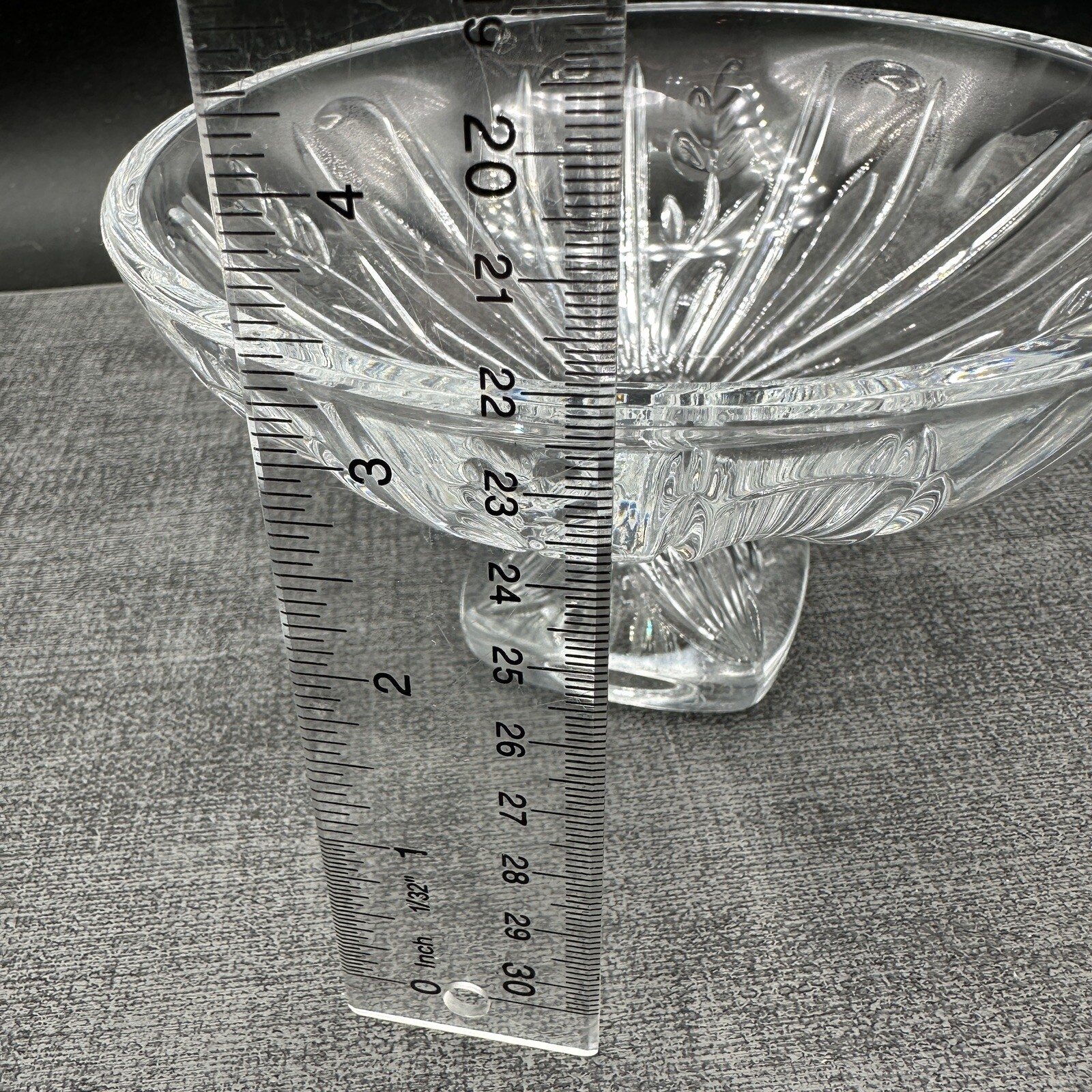 Footed Square Candy Crystal Bowl Czech Republic Pedestal 24% Full Lead Vtg