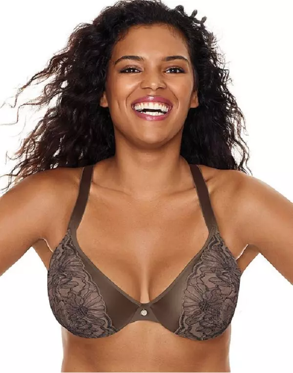 Just My Size Embellished Plunge Underwire Bra Size 40DD Rum Raisin