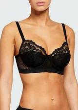 ELSE L36319 Petunia Full-Cup Underwire Black Bra Size 34D