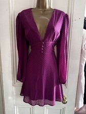 Nasty Gal  Purple Black Polka Dot Dress Sz 12