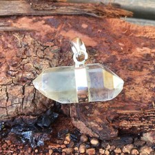 Rare Green Chlorite in Quartz Point 925 Stg Silver Pendant