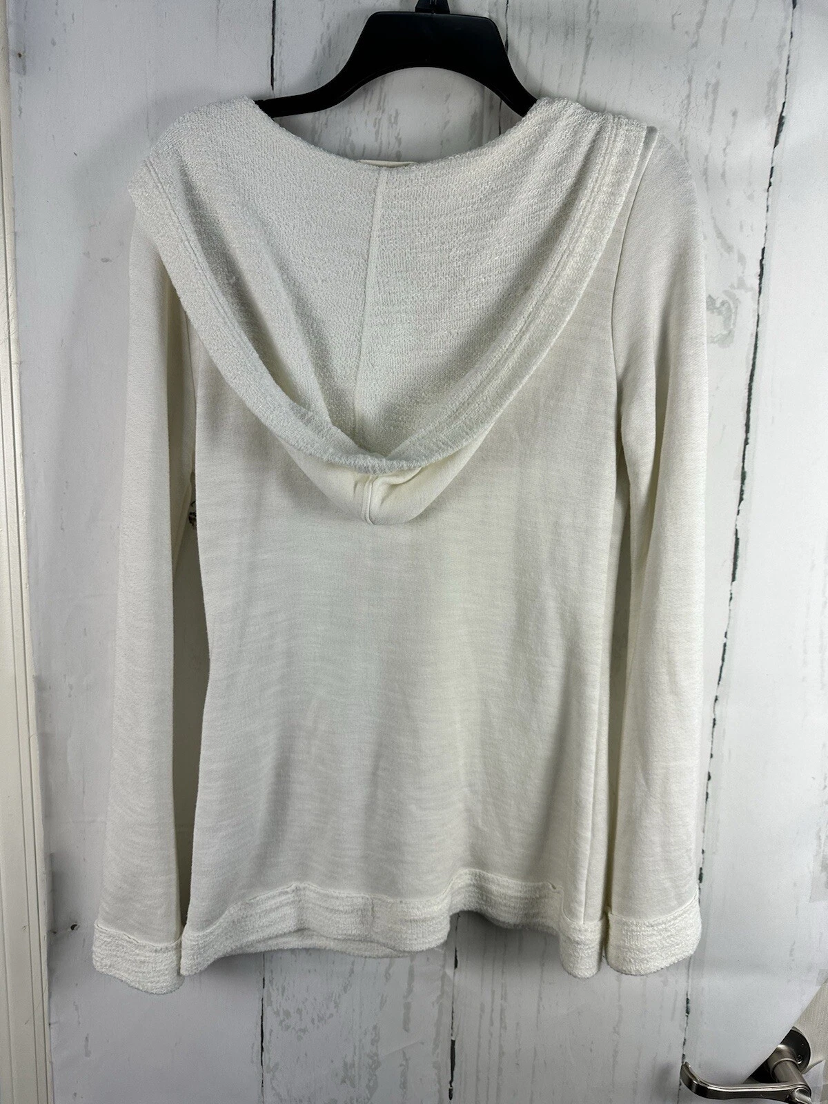 OFF WHITE Felpa con cappuccio Fresh Laundry S avorio pullover elasticizzato Terry svasata manica a campana