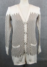 Liz Claiborne New York Cardigan Size XXS Ivory Chevron Stripe NEW